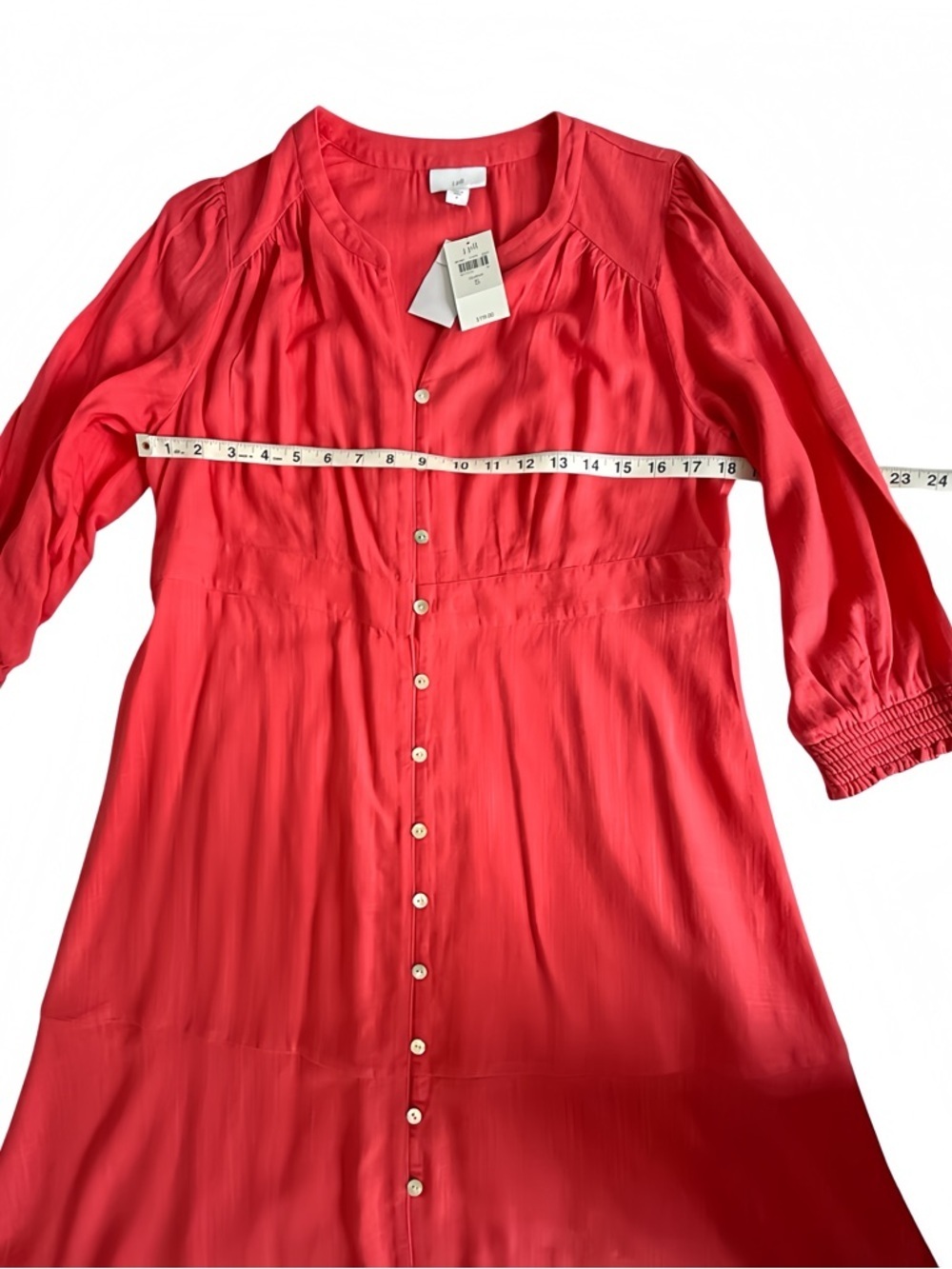 J.Jill Guava Pink Linen Blend Dress NWT Small Button Front Summer Vacation Dress - Picture 8 of 13